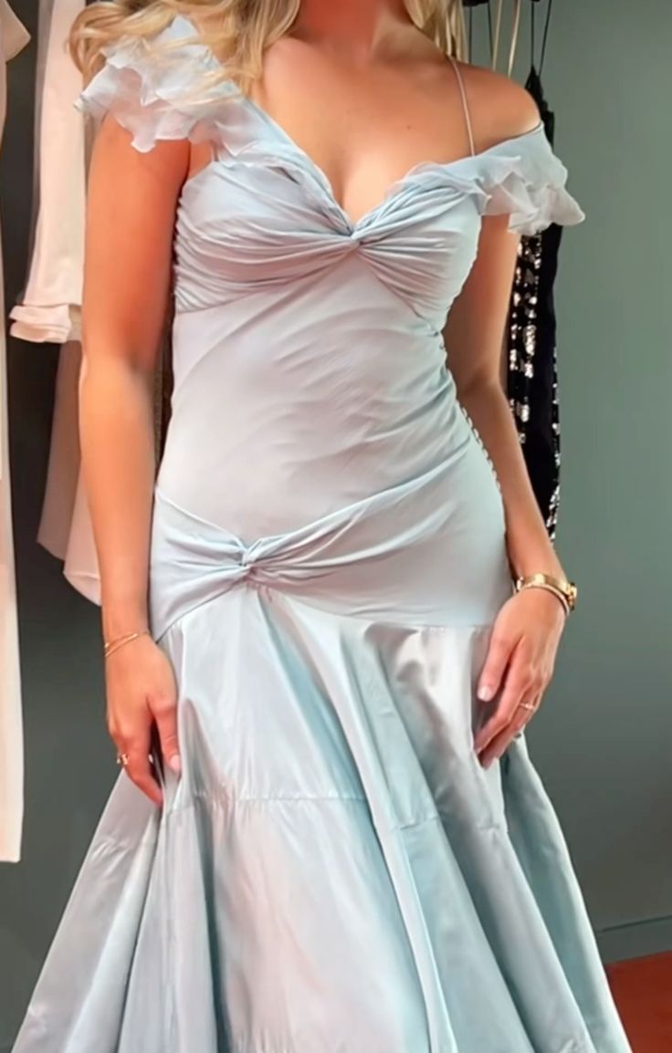 Light Blue Elegant Long Mermaid Evening Dress Formal Dresses