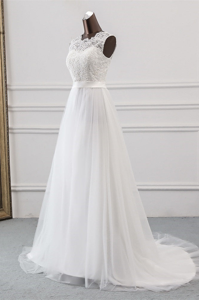 Chic Long Wedding Dress with Lace Appliques