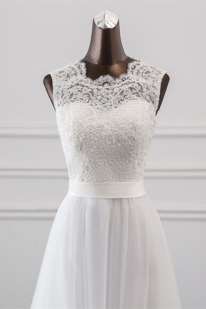 Chic Long Wedding Dress with Lace Appliques