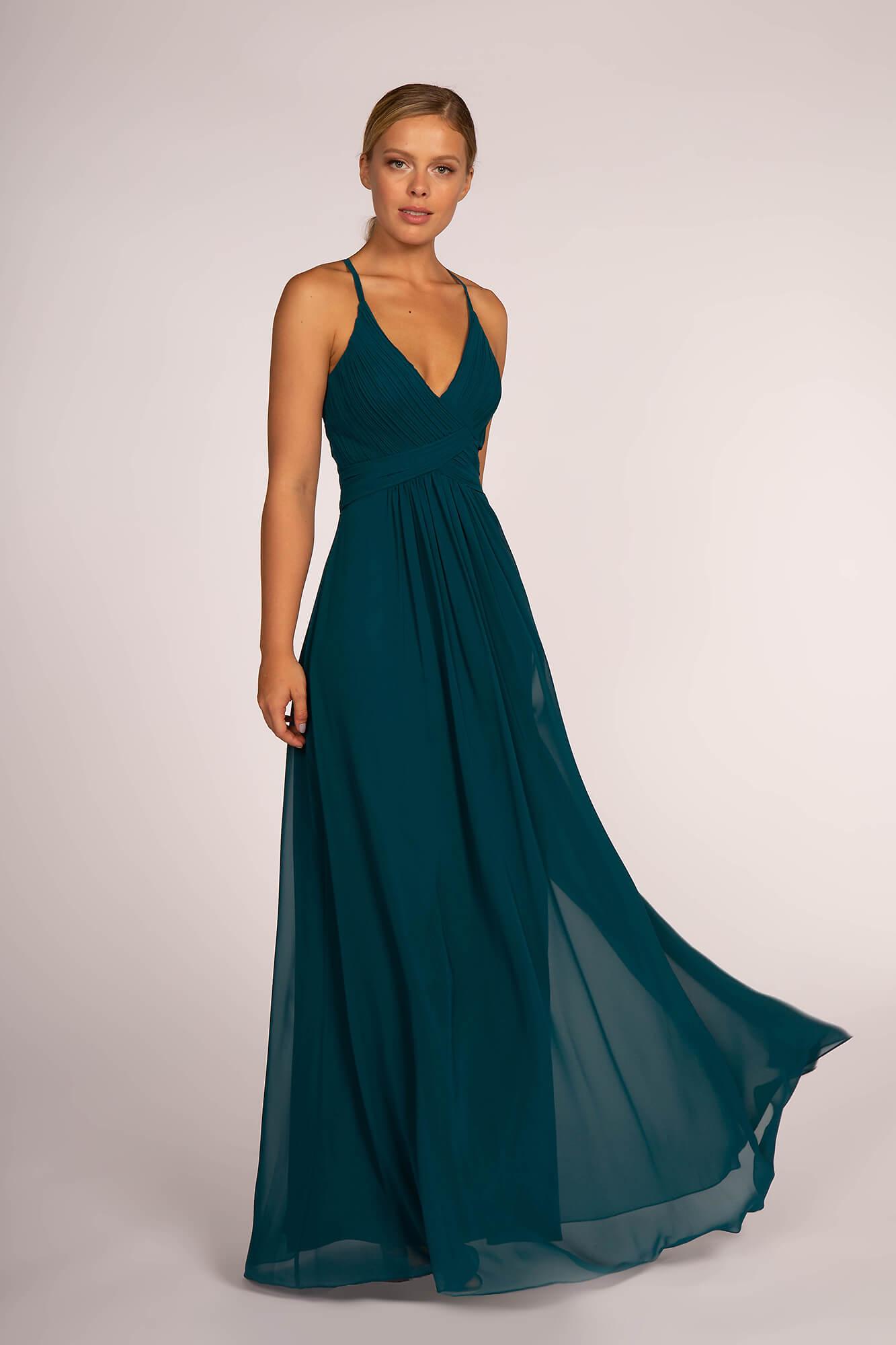 Chiffon Ruched Bodice Long Formal Dress