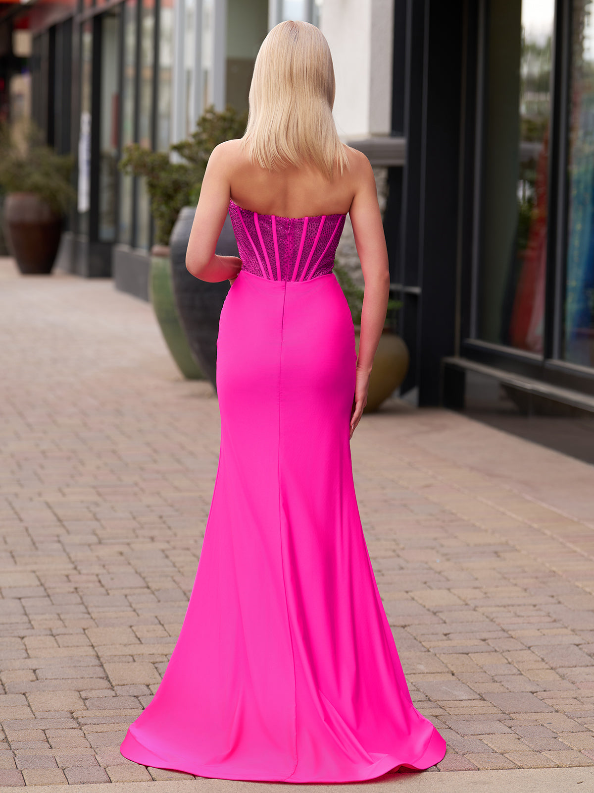 White Mermaid Strapless Satin Long Prom Dresses With Beading