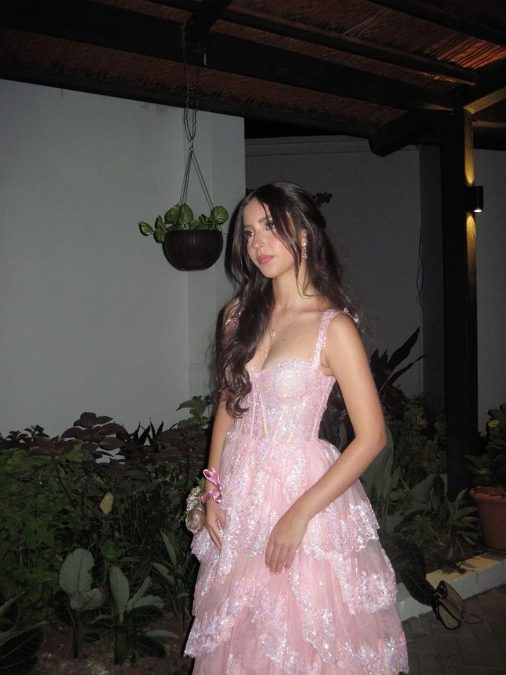 Elegant A Line Tiered Tulle Prom Dress Light Pink Graduation Dresses