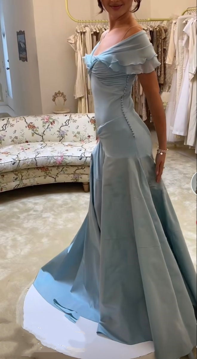 Light Blue Elegant Long Mermaid Evening Dress Formal Dresses