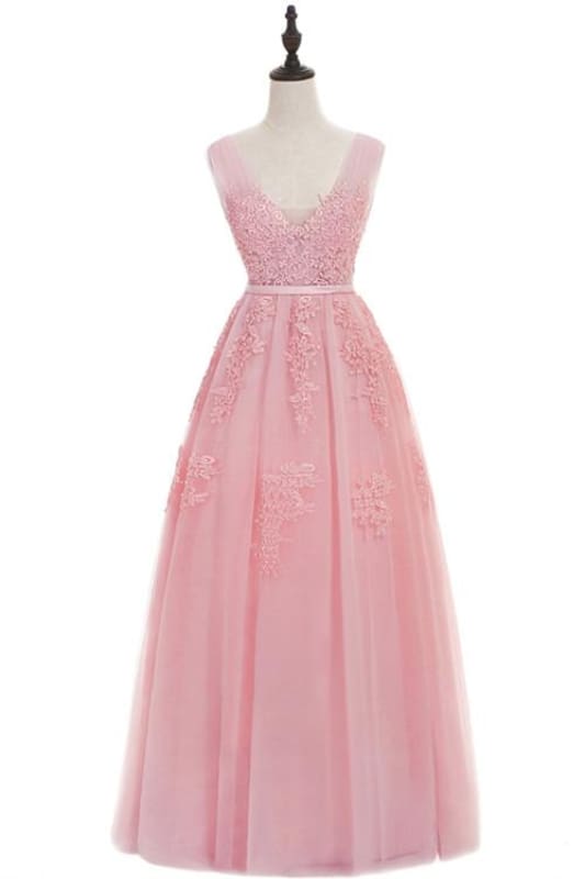 Double V Neck Long Evening Dress Chiffon Bridesmaid Dresses