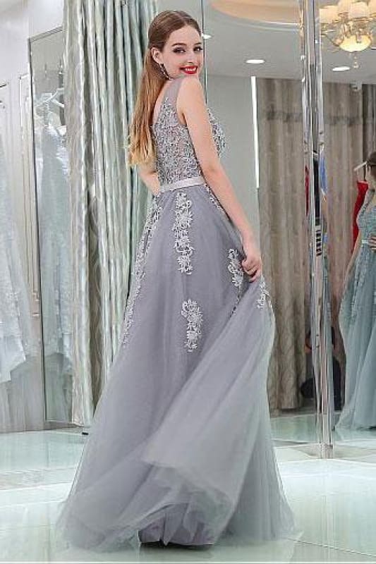 Double V Neck Long Evening Dress Chiffon Bridesmaid Dresses