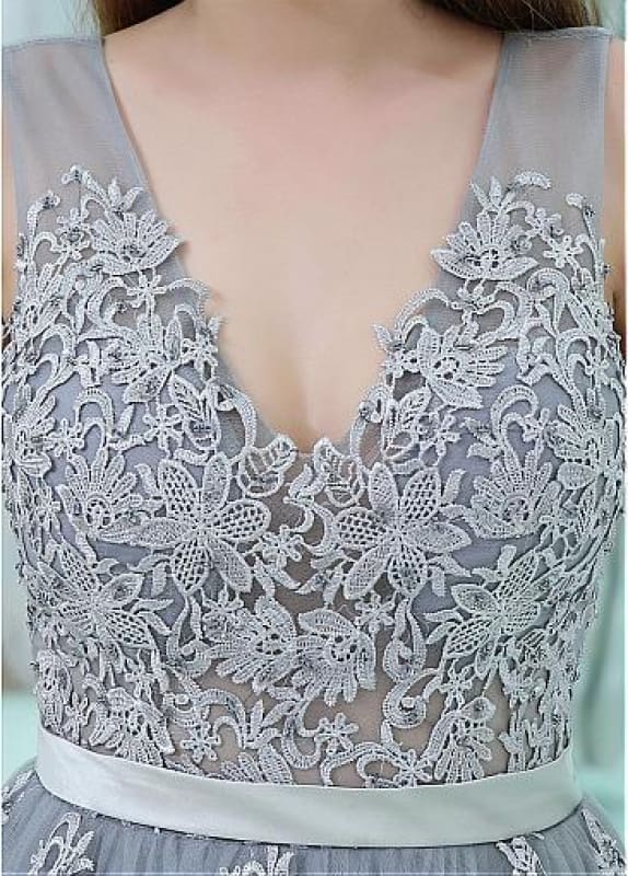 Double V Neck Long Evening Dress Chiffon Bridesmaid Dresses