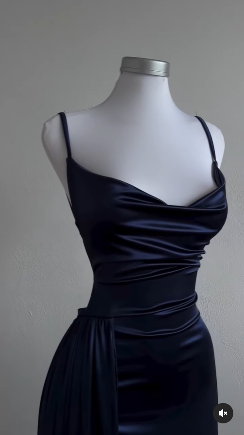 Navy Blue Sheath Satin Long Prom Dress Evening Dresses for Weddings