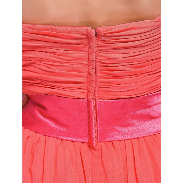 Ball Gown / A-Line Bridesmaid Dress Sweetheart Neckline / Strapless Sleeveless Lace Up Asymmetrical / Short / Mini Chiffon with Criss Cross / Ruched / Draping