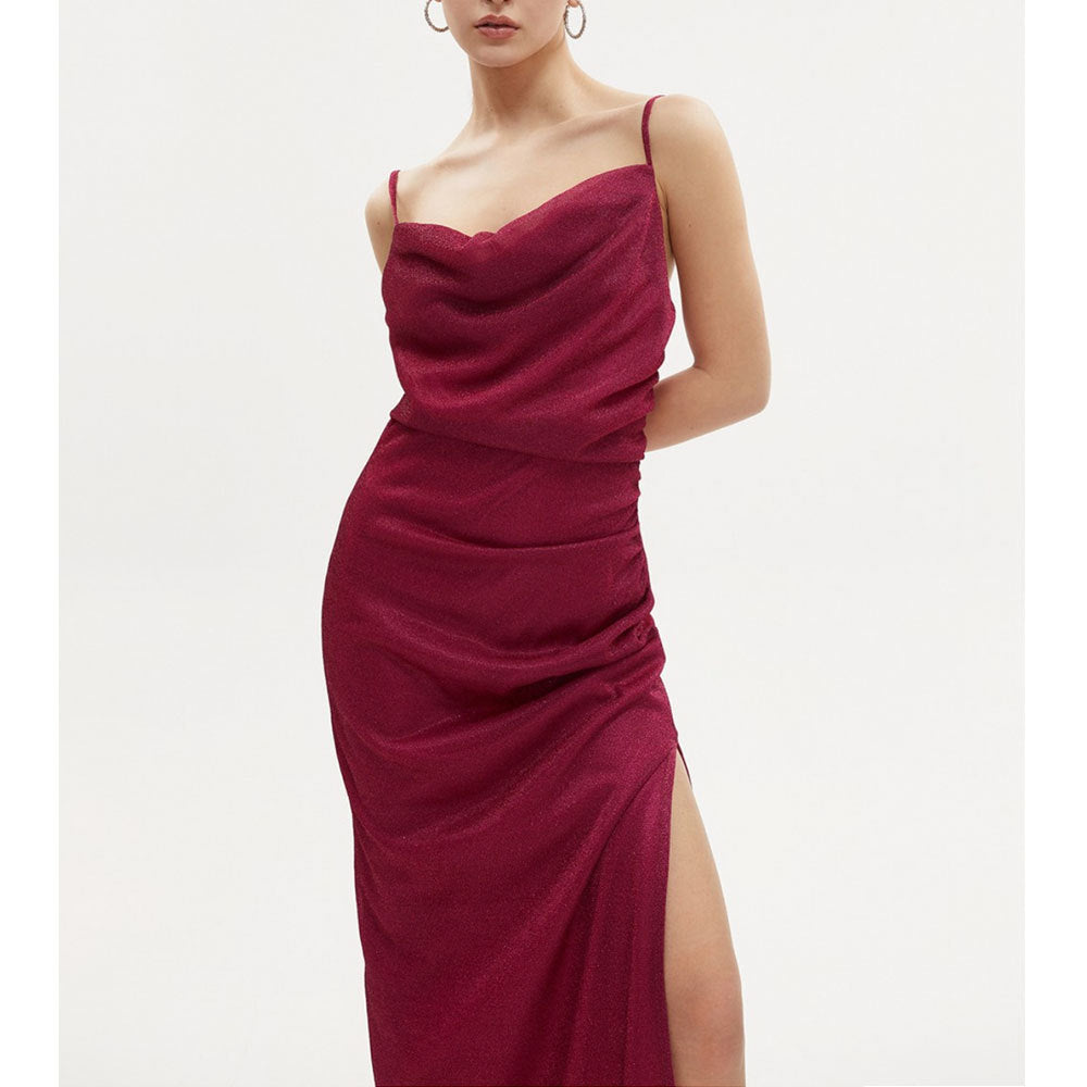 Chic elegant sexy slim shoulder straps and ground length godons evening dresses