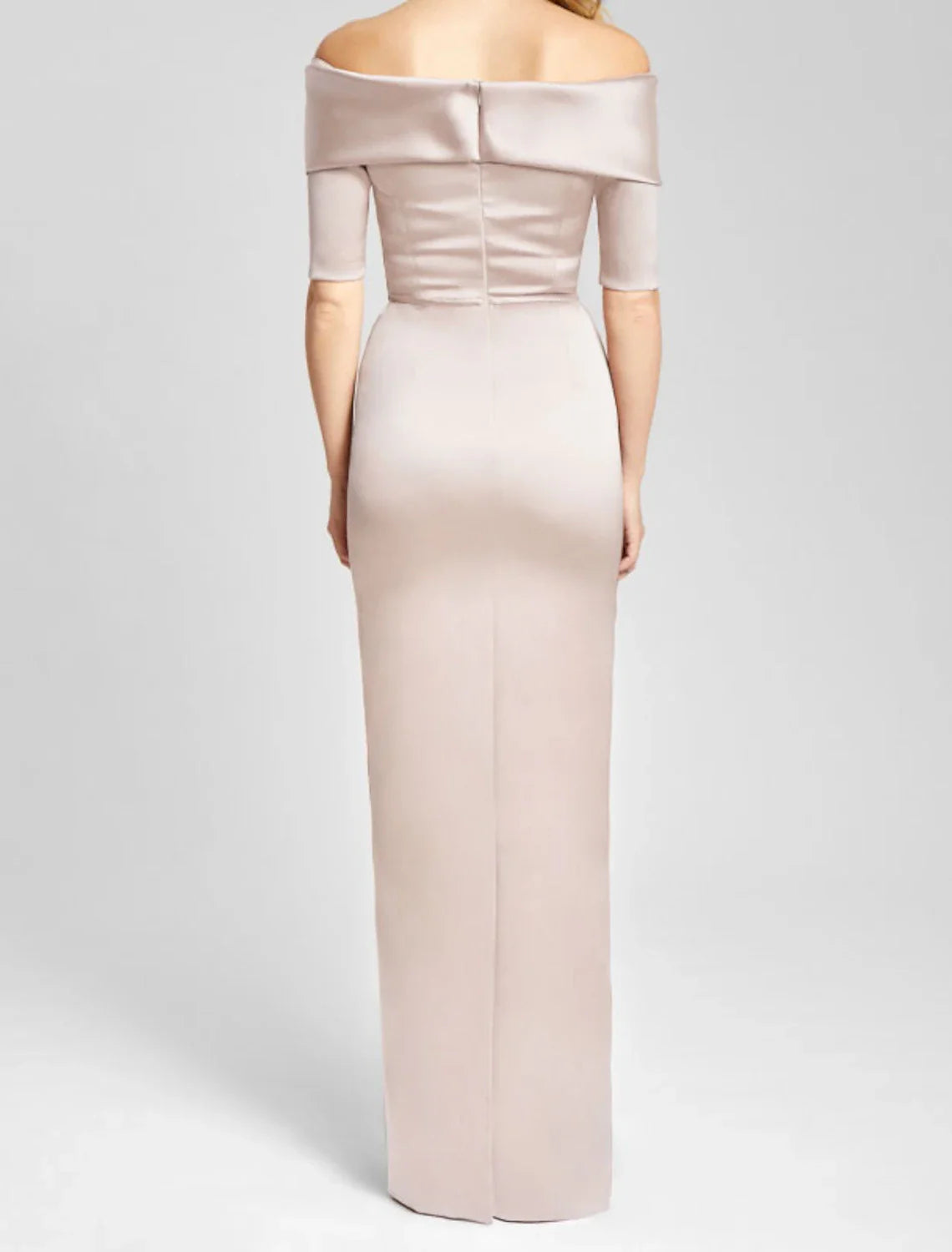 Aimishang Sheath / Column Mother of the Bride Dress Wedding Guest Elegant & Luxurious Off Shoulder Floor Length Satin Short Sleeve with Ruching Fall
