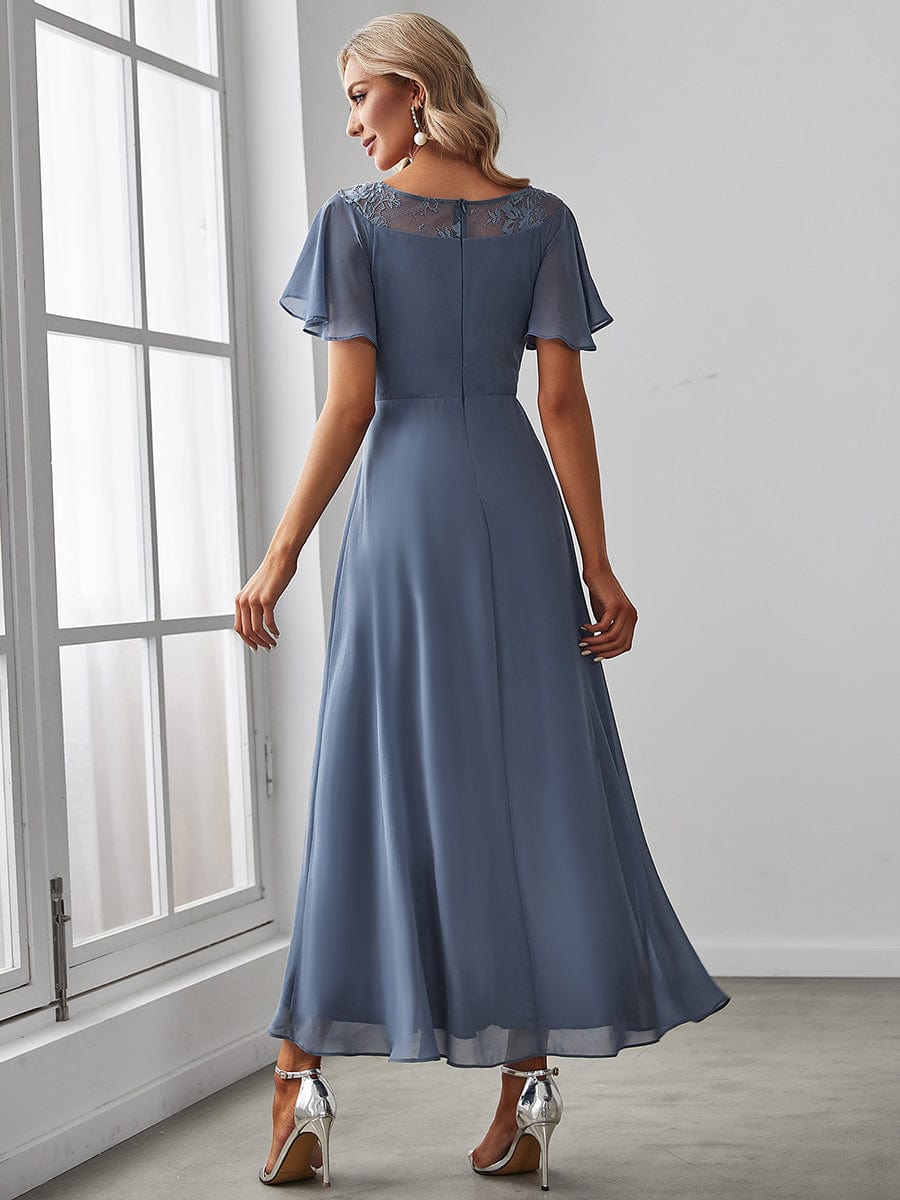 Weitese Women's Casual Boat Neck A-Line Midi Dress with Asymmetrical Hems