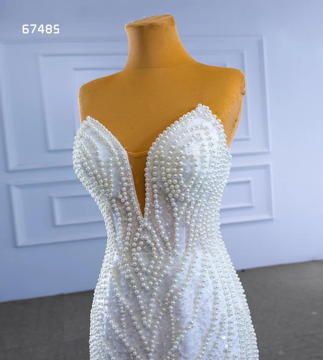 Luxury Pearl Beaded Mermaid Wedding Dresses Vintage 20s Bridal Gown 67485