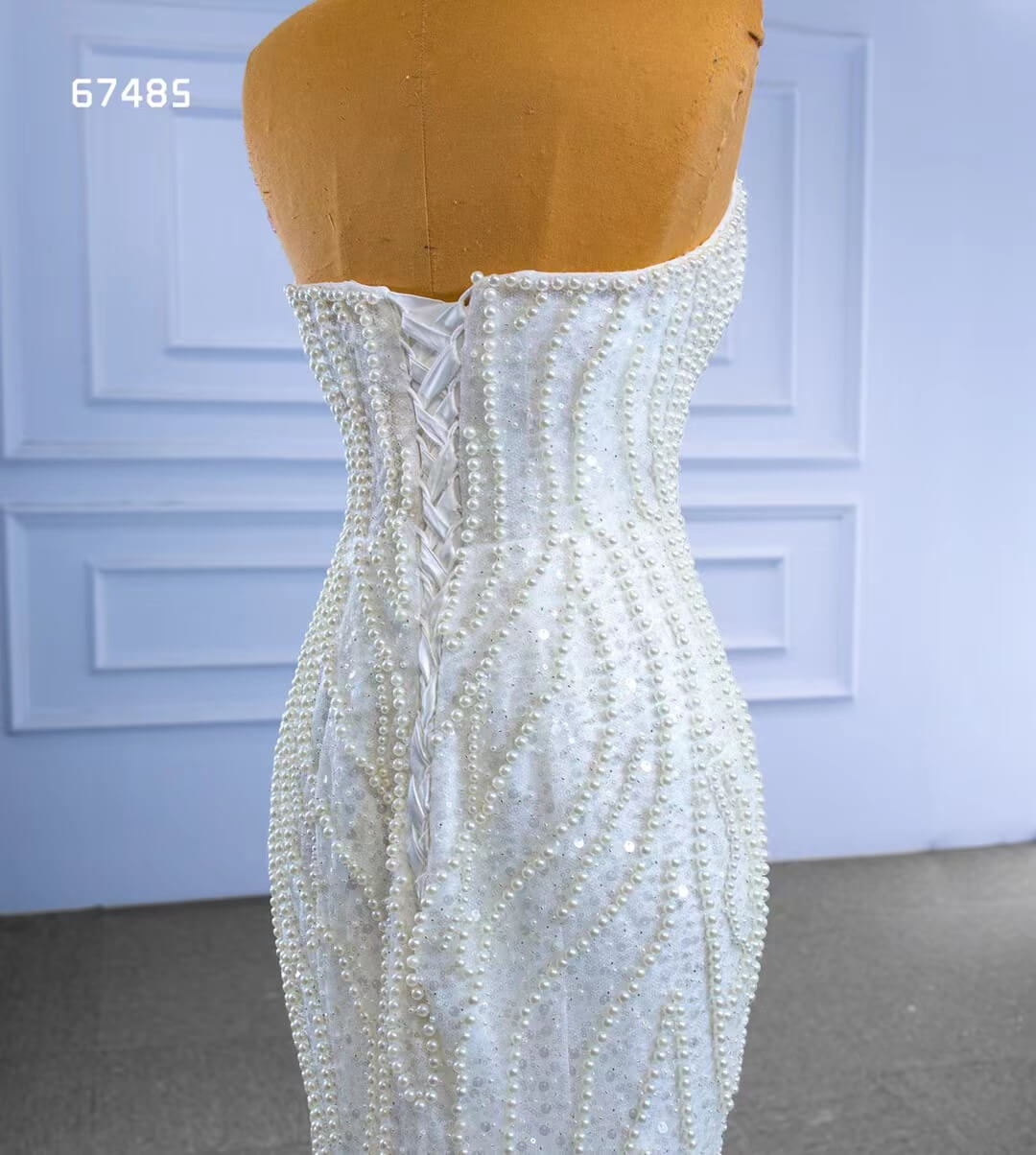 Luxury Pearl Beaded Mermaid Wedding Dresses Vintage 20s Bridal Gown 67485