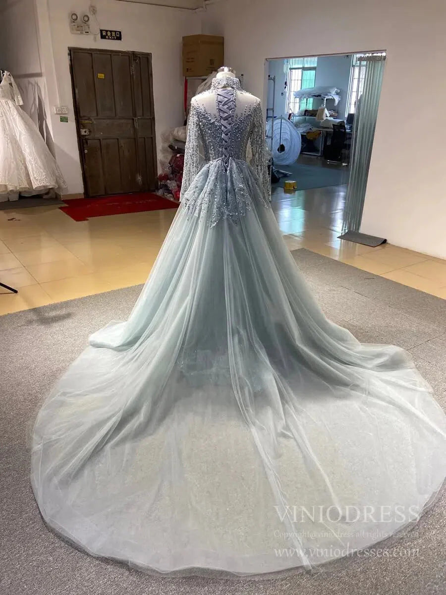 Sexy See Through Mermaid Wedding Dresses with Long Sleeves 67140