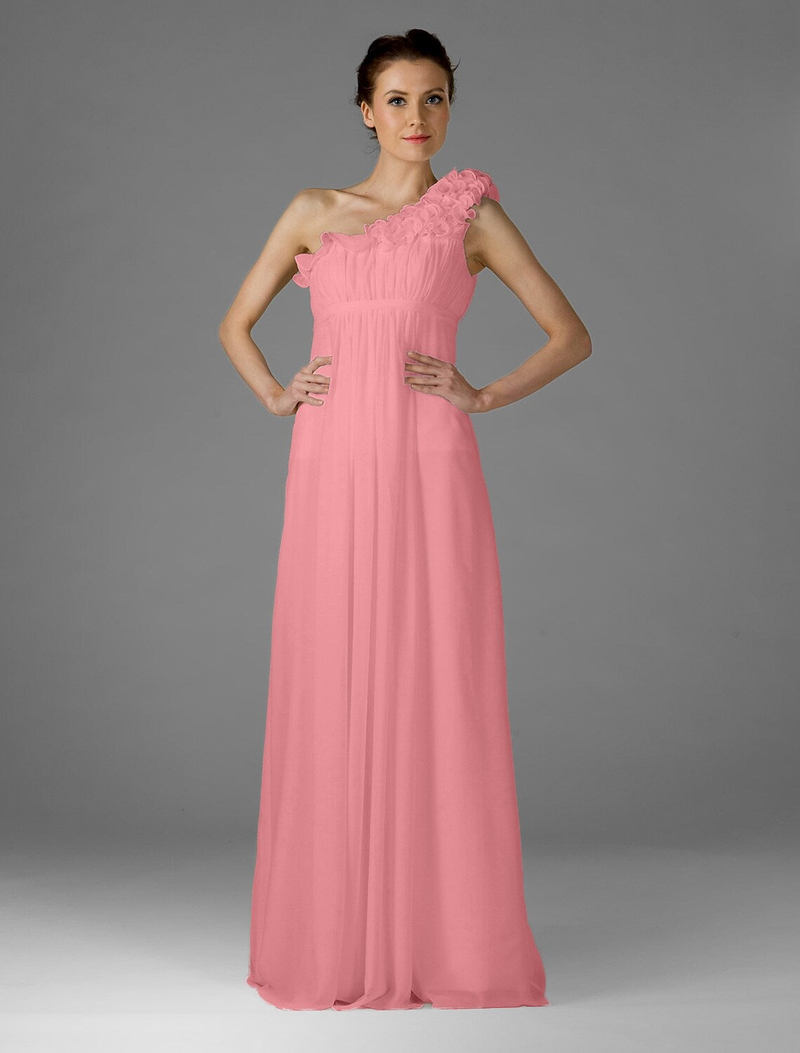 Bridesmaid Dress One Shoulder Sleeveless Elegant Floor Length Chiffon