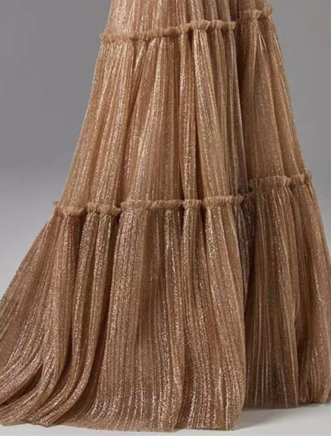 A-Line Evening Gown Glittering Dress Formal Wedding Guest Floor Length Sleeveless Strapless Tulle with Pleats 2025