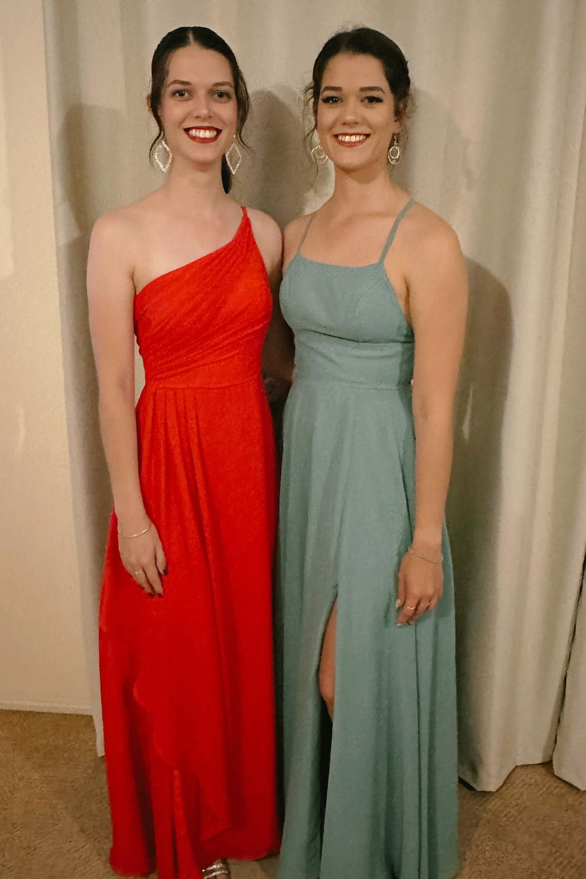 Spaghetti Straps Sage Green Long Bridesmaid Dress