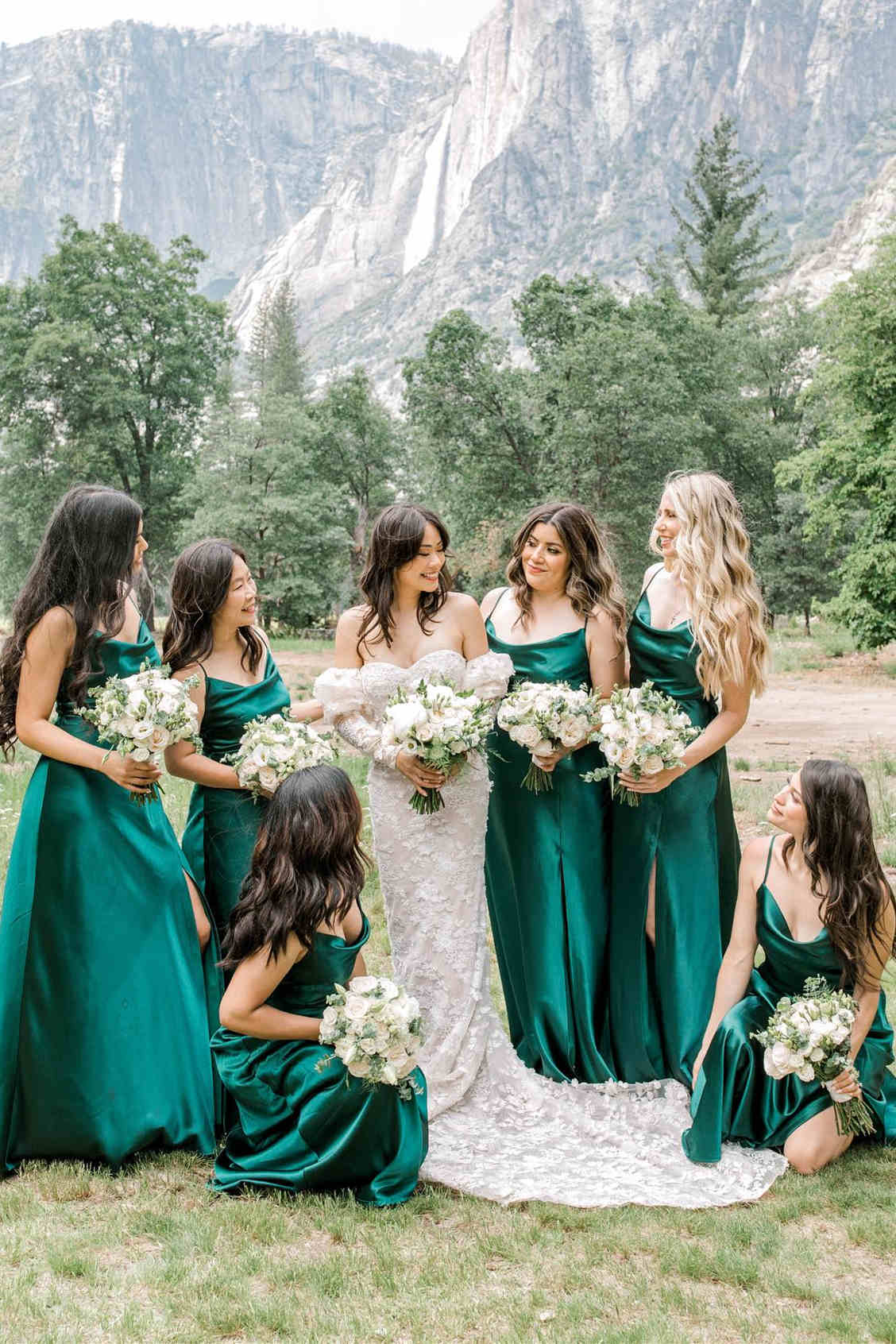 Cowl Neck Champagne A-Line Long Bridesmaid Dress with Slit