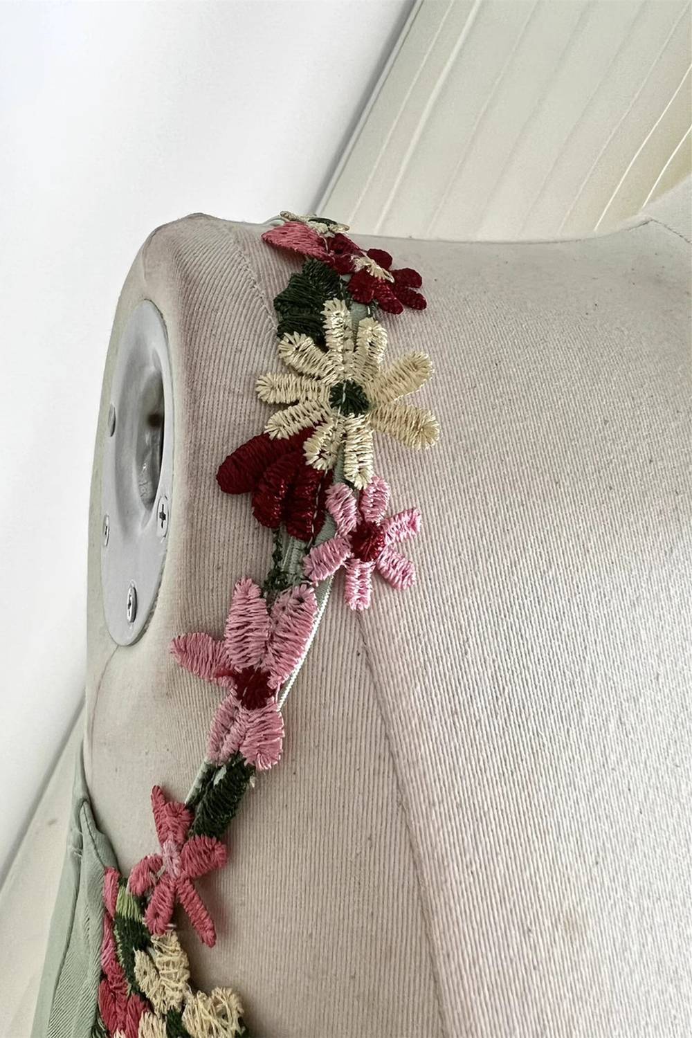 Gorgeous Sage Green Floral Embroidery Short Party Dress