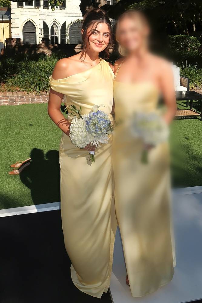 Asymmetrical One Shoulder Bridesmaid Dress with Slit