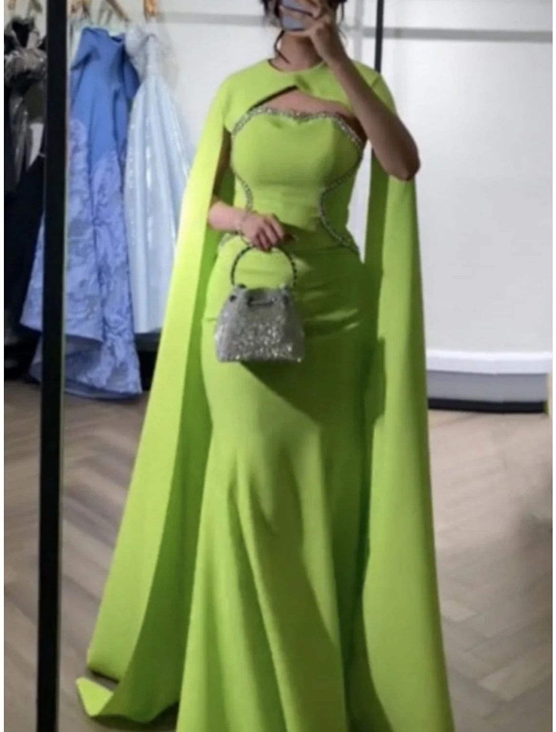 A-Line Evening Gown Elegant Dress Formal Sweep / Brush Train Christmas Red Green Dress Sleeveless Jewel Neck Stretch Fabric with Pleats Sequin