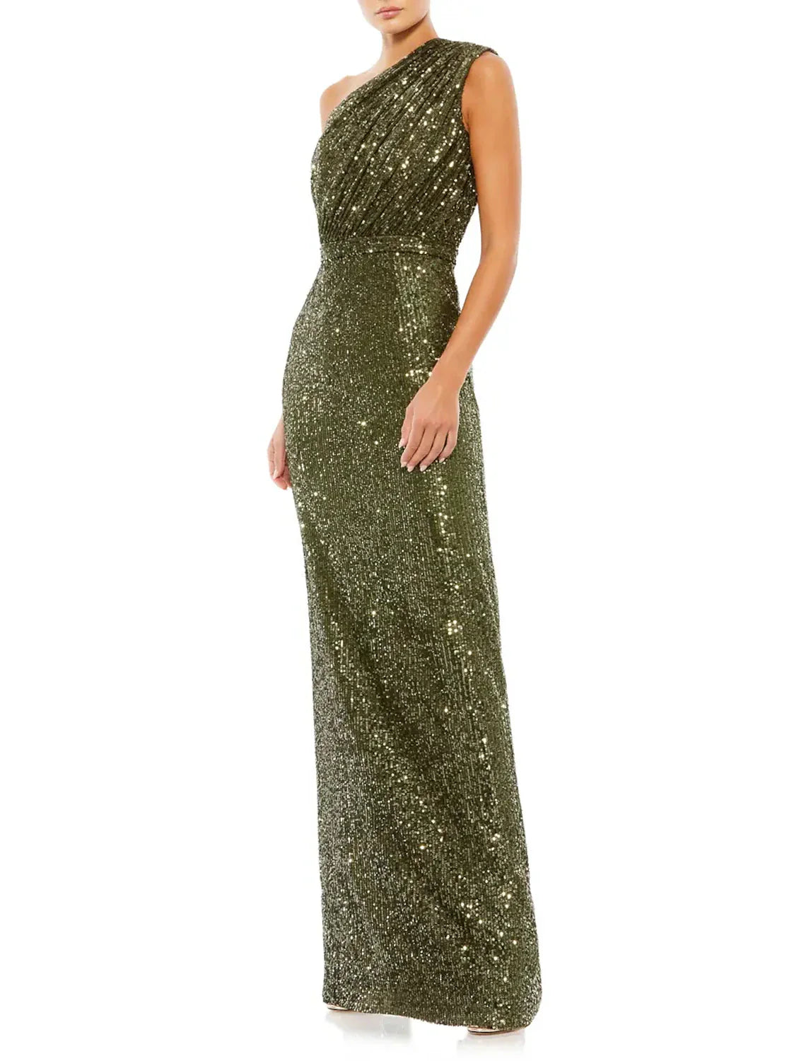 Sheath / Column Evening Gown Elegant Dress Formal Prom Floor Length Sleeveless One Shoulder Sequined with Sequin