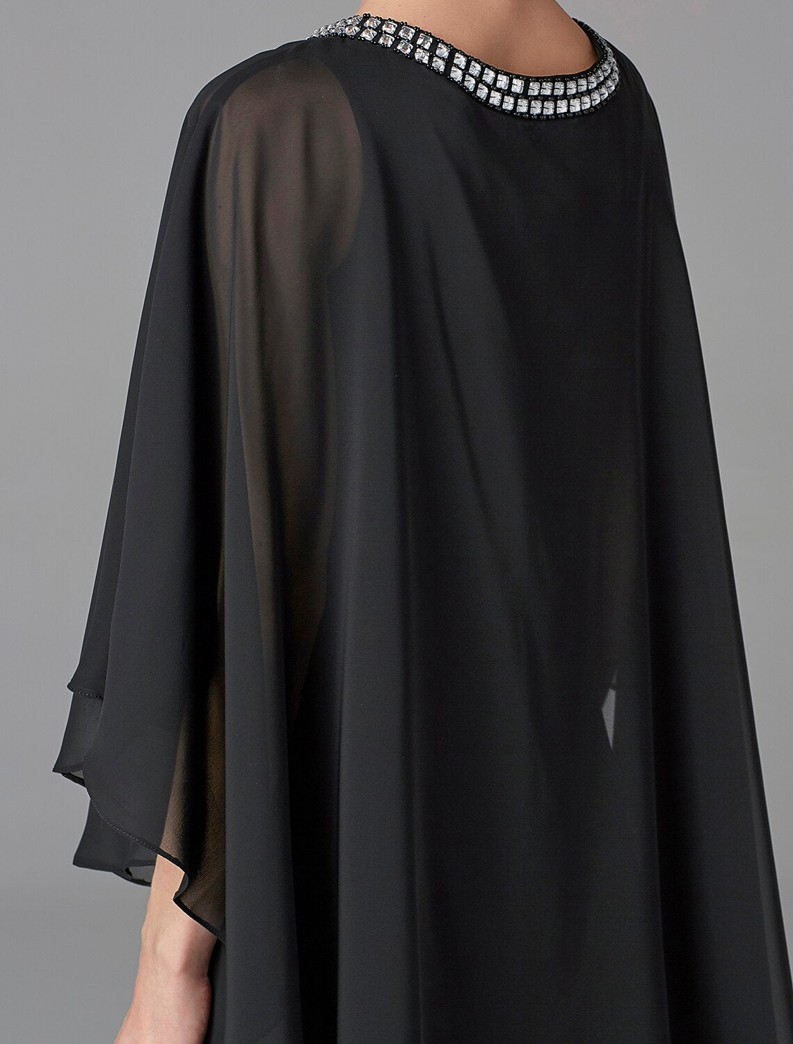 Aimishang  A-Line Mother of the Bride Dress Wedding Guest Plus Size Elegant Jewel Neck Floor Length Chiffon Sleeveless with Beading Fall