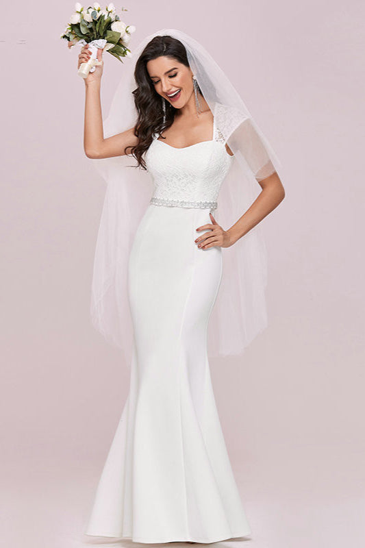 Gorgeous Lace Cap Sleeves Wedding Dress with Beads