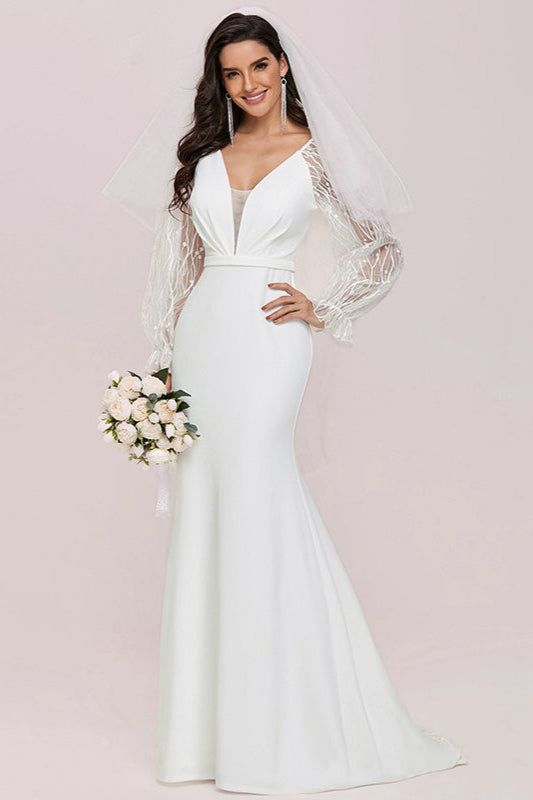 Gorgeous Lace Long Sleeve Wedding Dress Mermaid