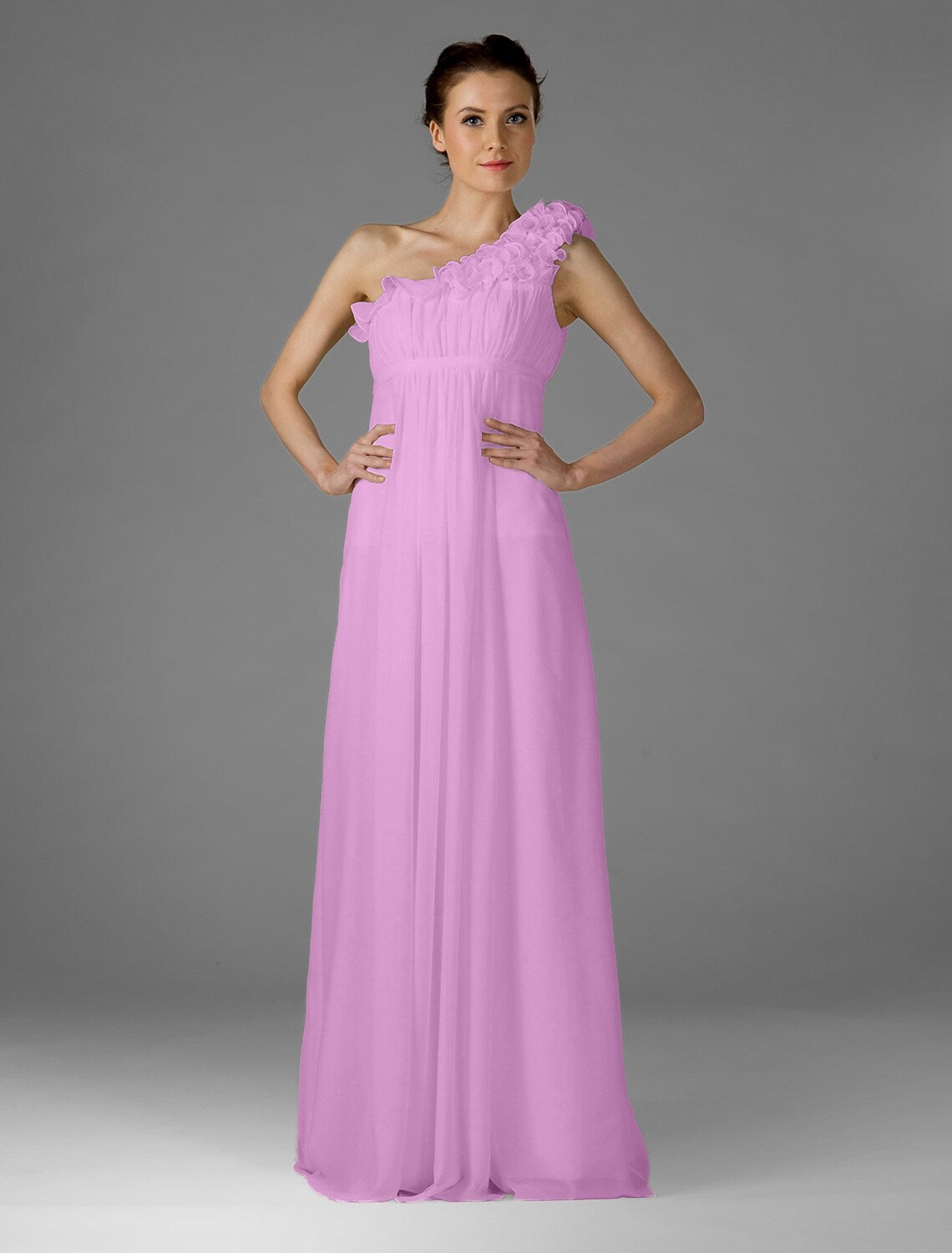 Bridesmaid Dress One Shoulder Sleeveless Elegant Floor Length Chiffon