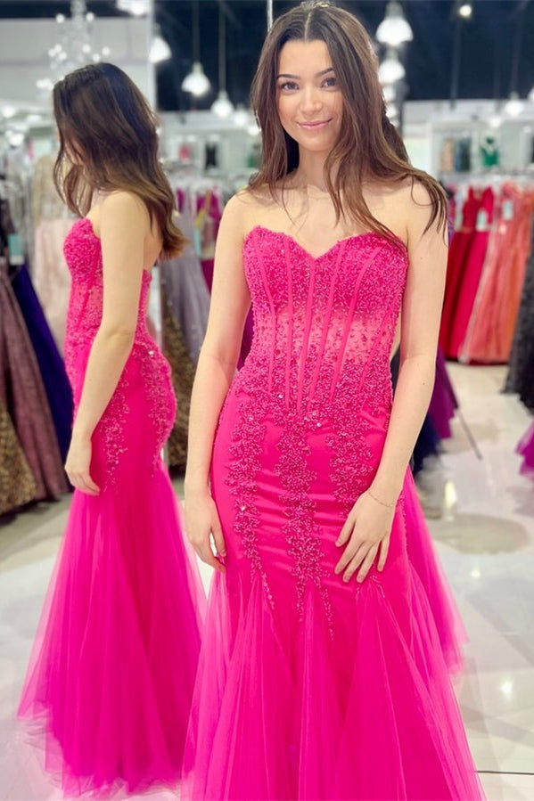 Sequin Mermaid Green Strapless Long Prom Dress