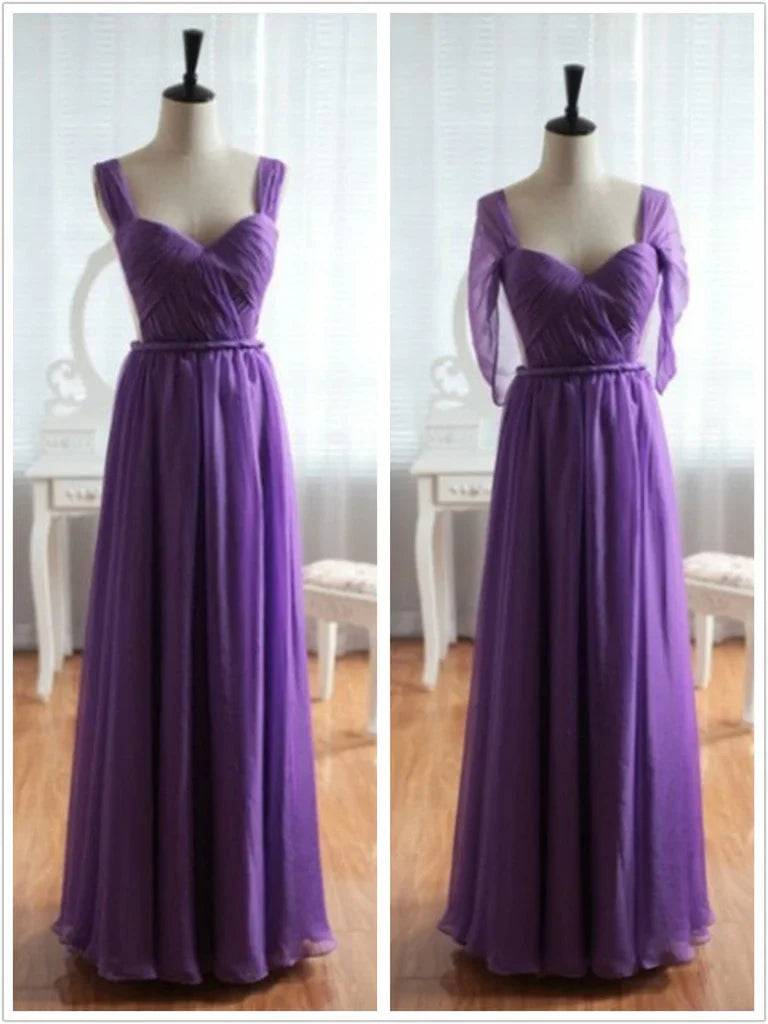 Cap Sleeves Backless Chiffon Prom Dress Bridesmaid Dress