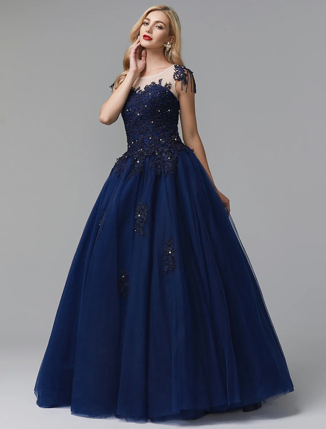 Ball Gown Prom Dresses Sparkle Dress Quinceanera Prom Chapel Train Long Sleeve Off Shoulder Satin with Beading Appliques