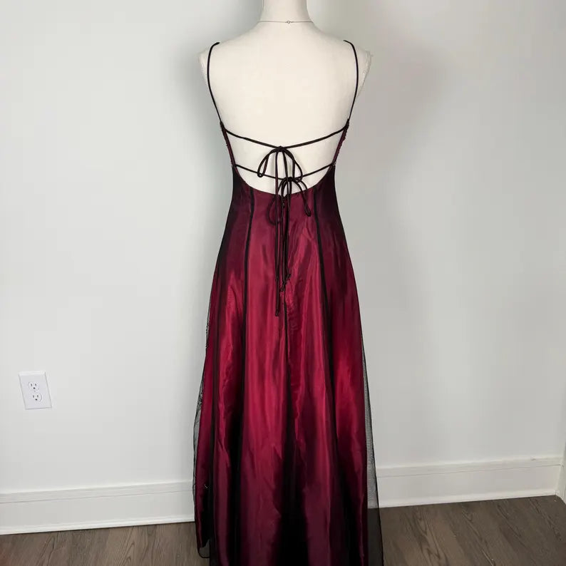 Burgundy Straps Exquisite Beaded Long Formal Dress Woman Party Dresses