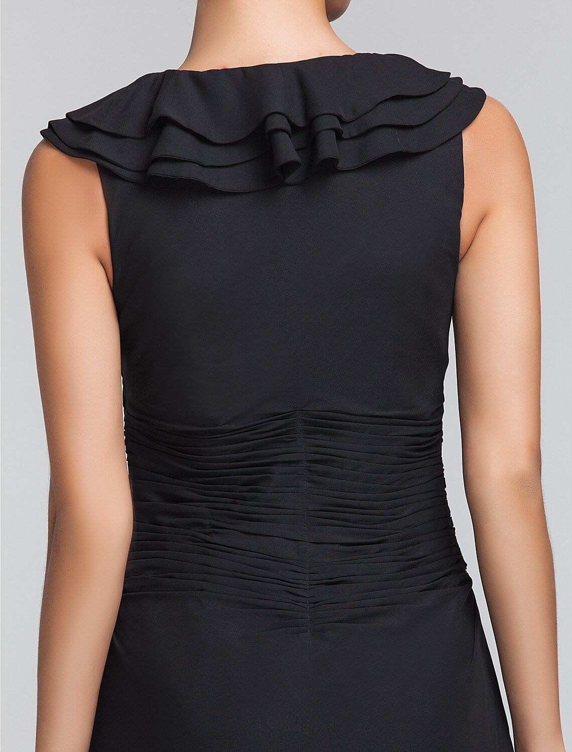 Sheath / Column Square Neck Floor Length Chiffon Bridesmaid Dress with Ruffles