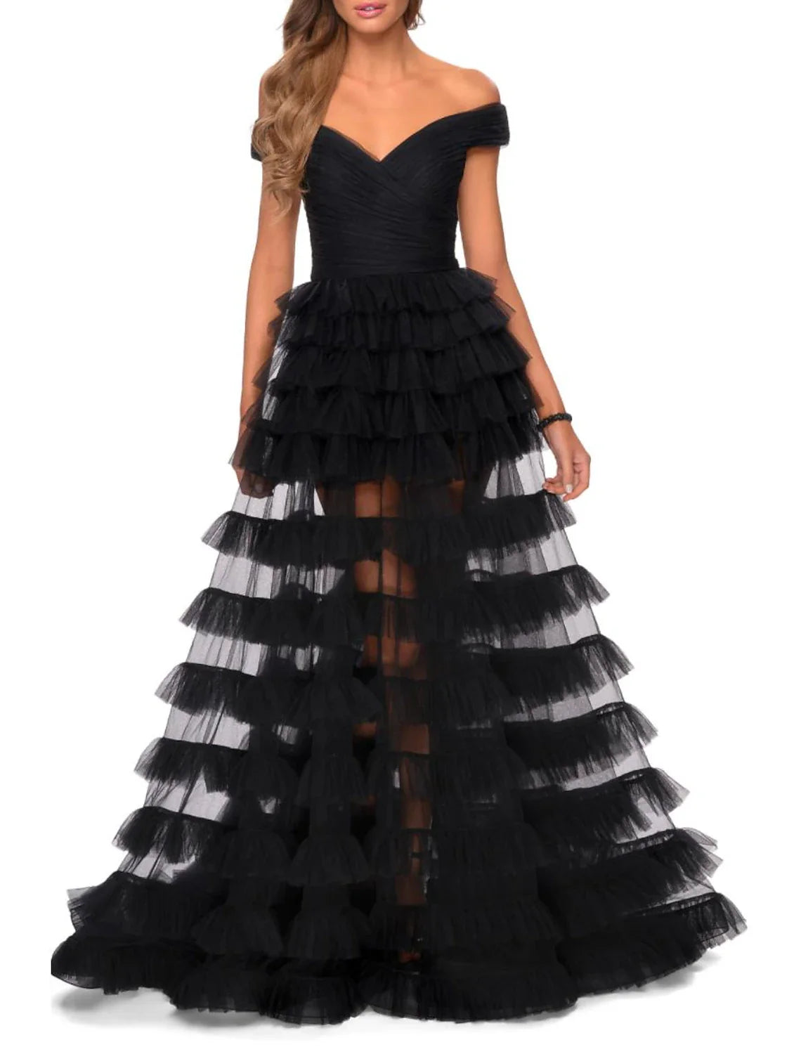 Ball Gown Party Dress Prom Dresses Tiered Plisse Dress Masquerade Prom Sweep / Brush Train Sleeveless Sweetheart Tulle V Back with Pure Color