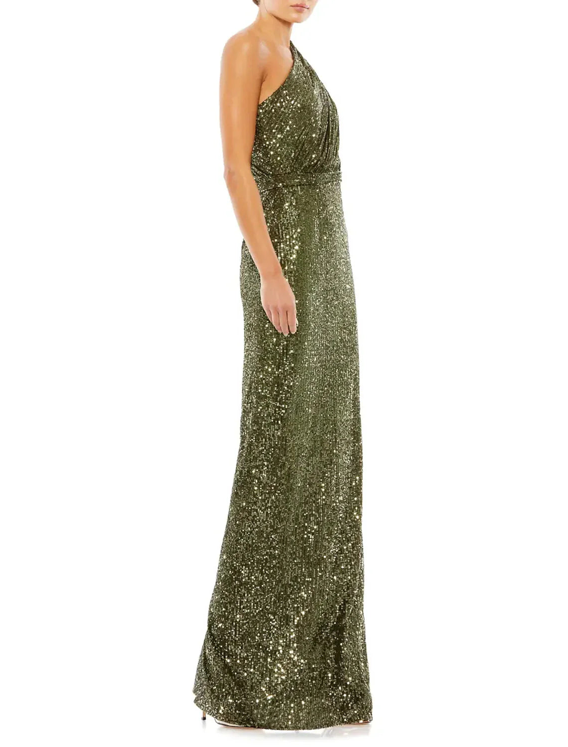 Sheath / Column Evening Gown Elegant Dress Formal Prom Floor Length Sleeveless One Shoulder Sequined with Sequin