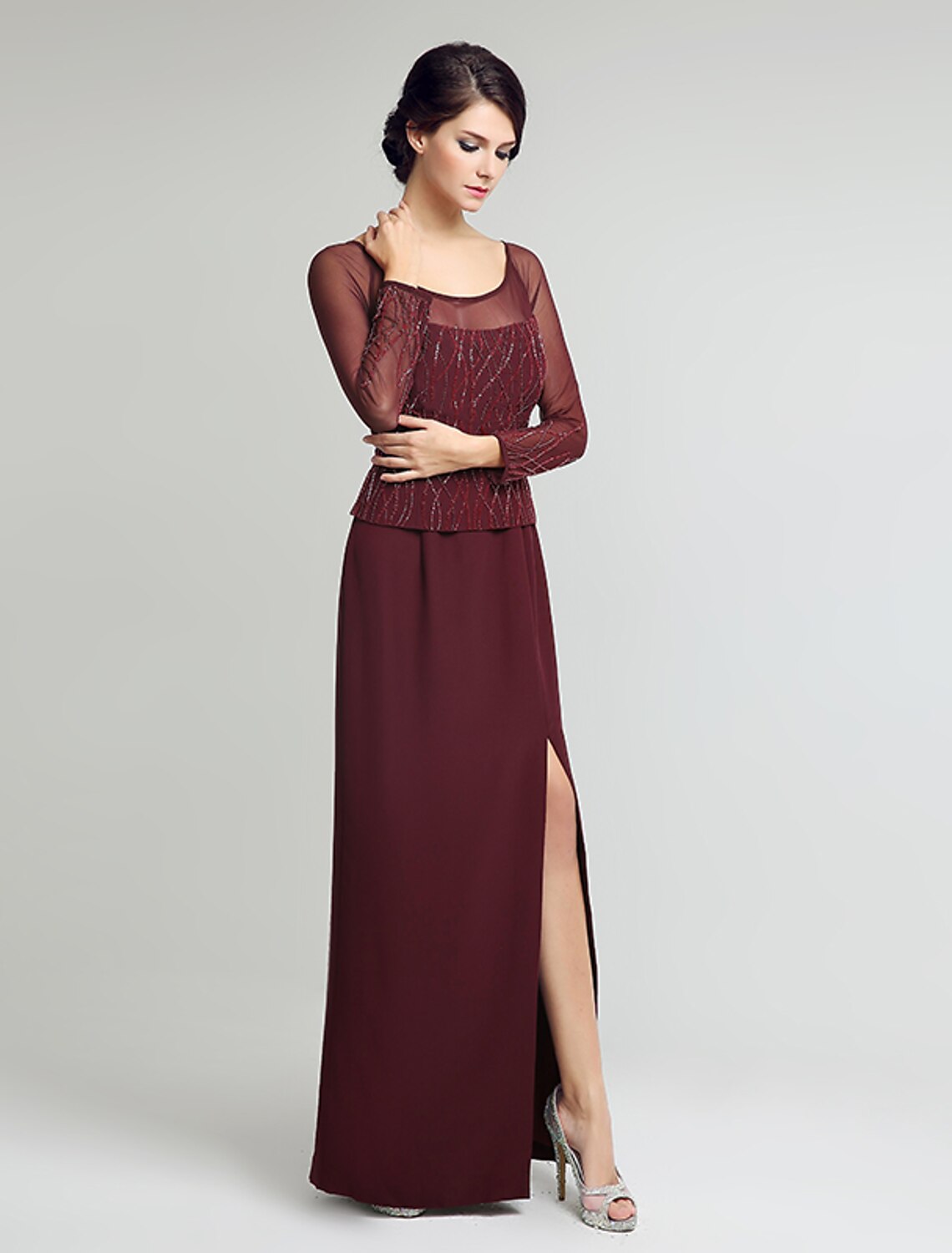 Aimishang Mermaid / Trumpet Scoop Neck Knee Length Lycra Mother of the Bride Dress with Beading