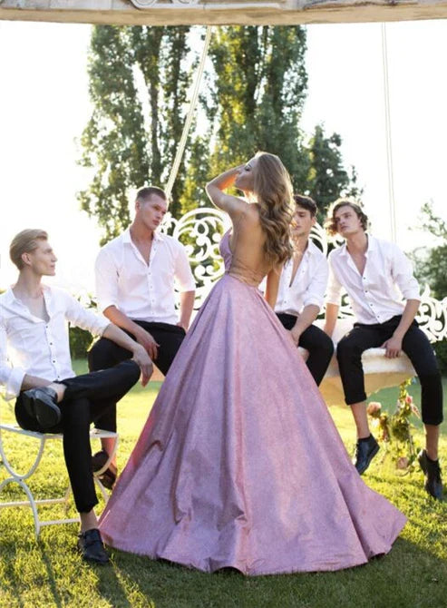 Wholesale Charming A Line Spaghetti Strap Sequin Backless Long Prom Dress Evening Dress