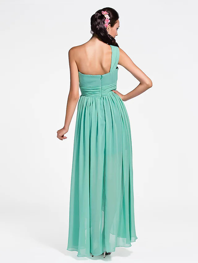 Bridesmaid Dress Sweetheart  Sleeveless Open Back  Ankle Length Chiffon with Ruched
