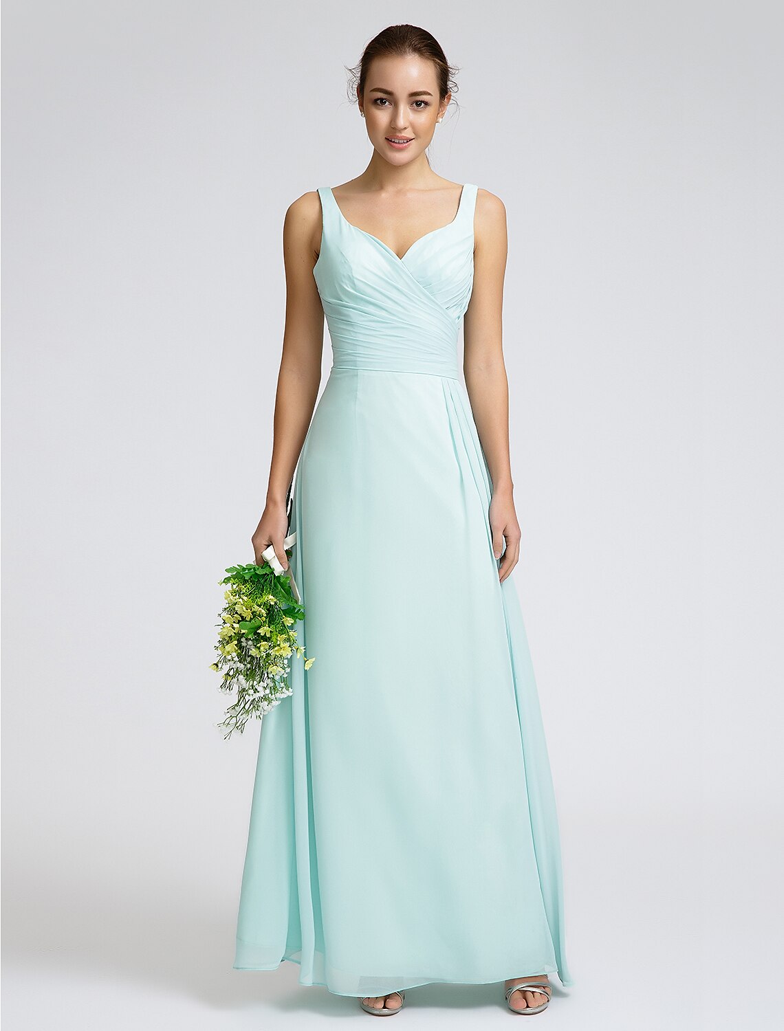 Sheath / Column Bridesmaid Dress Sweetheart Sleeveless Open Back Ankle Length Georgette with Criss Cross