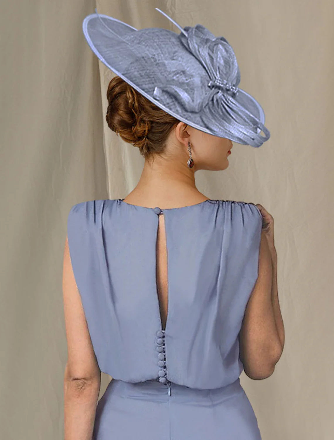Aimishang Sheath / Column Mother of the Bride Dress Elegant Sweet Jewel Neck Knee Length Stretch Fabric Sleeveless with Ruffles