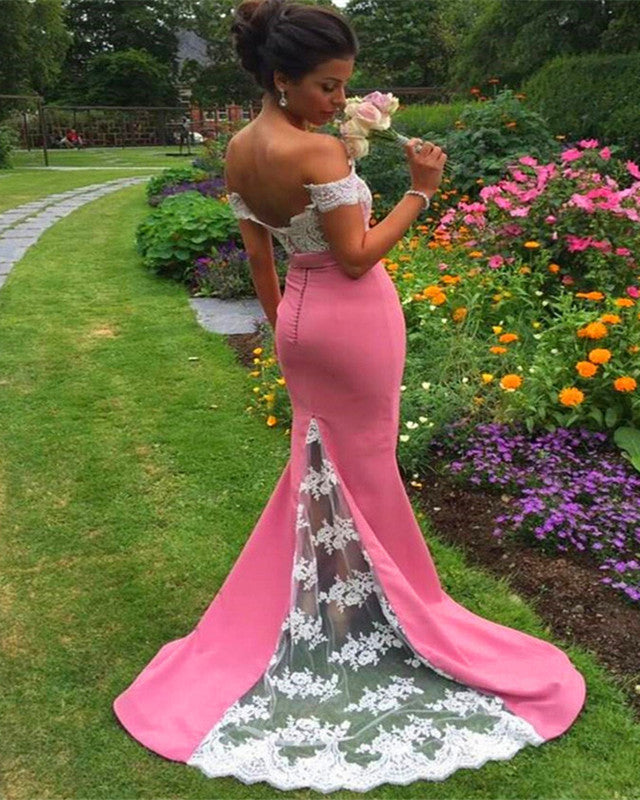 Elegant Lace Sweetheart Mermaid Corset Prom Dresses Long Evening Gowns