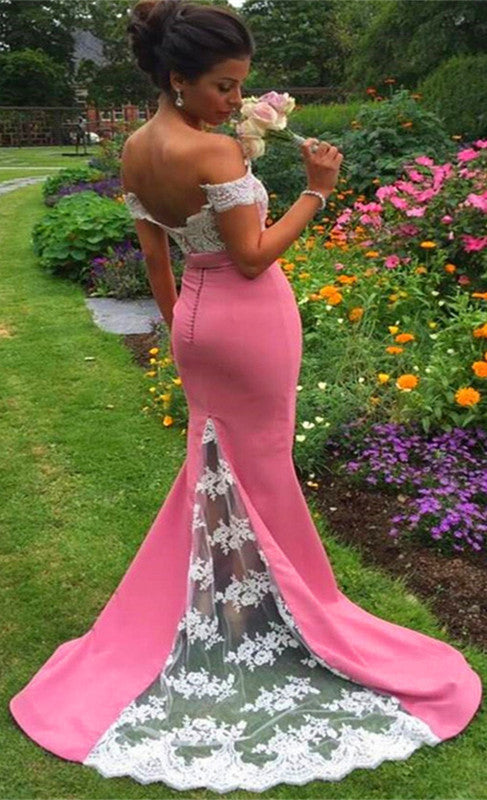 Elegant Lace Sweetheart Mermaid Corset Prom Dresses Long Evening Gowns
