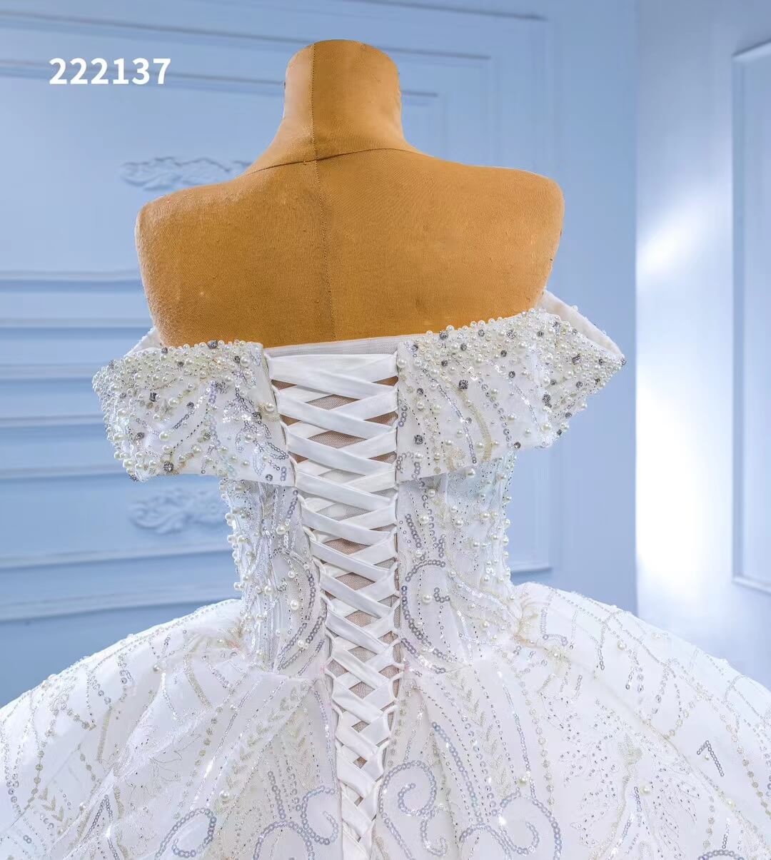 Luxury White Dubai Ball Gown Wedding Dresses Off the Shoulder 222137