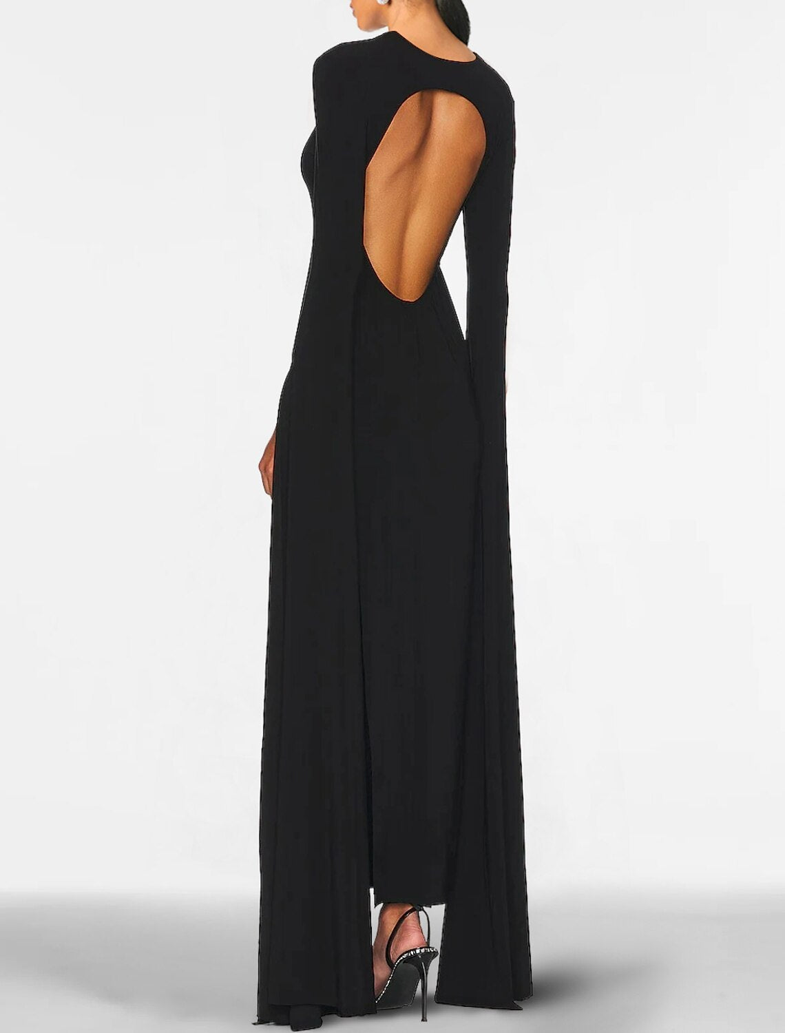 Sheath / Column Evening Gown Elegant Dress Formal Wedding Guest Floor Length Long Sleeve Jewel Neck Capes Stretch Chiffon with Shawl