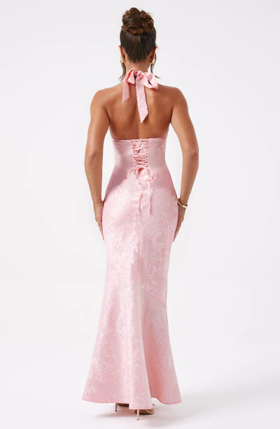 Aimishang Elegant Formal Women's Dresses V Neck Pink Mermaid Long Prom Dress Formal Evening Dress