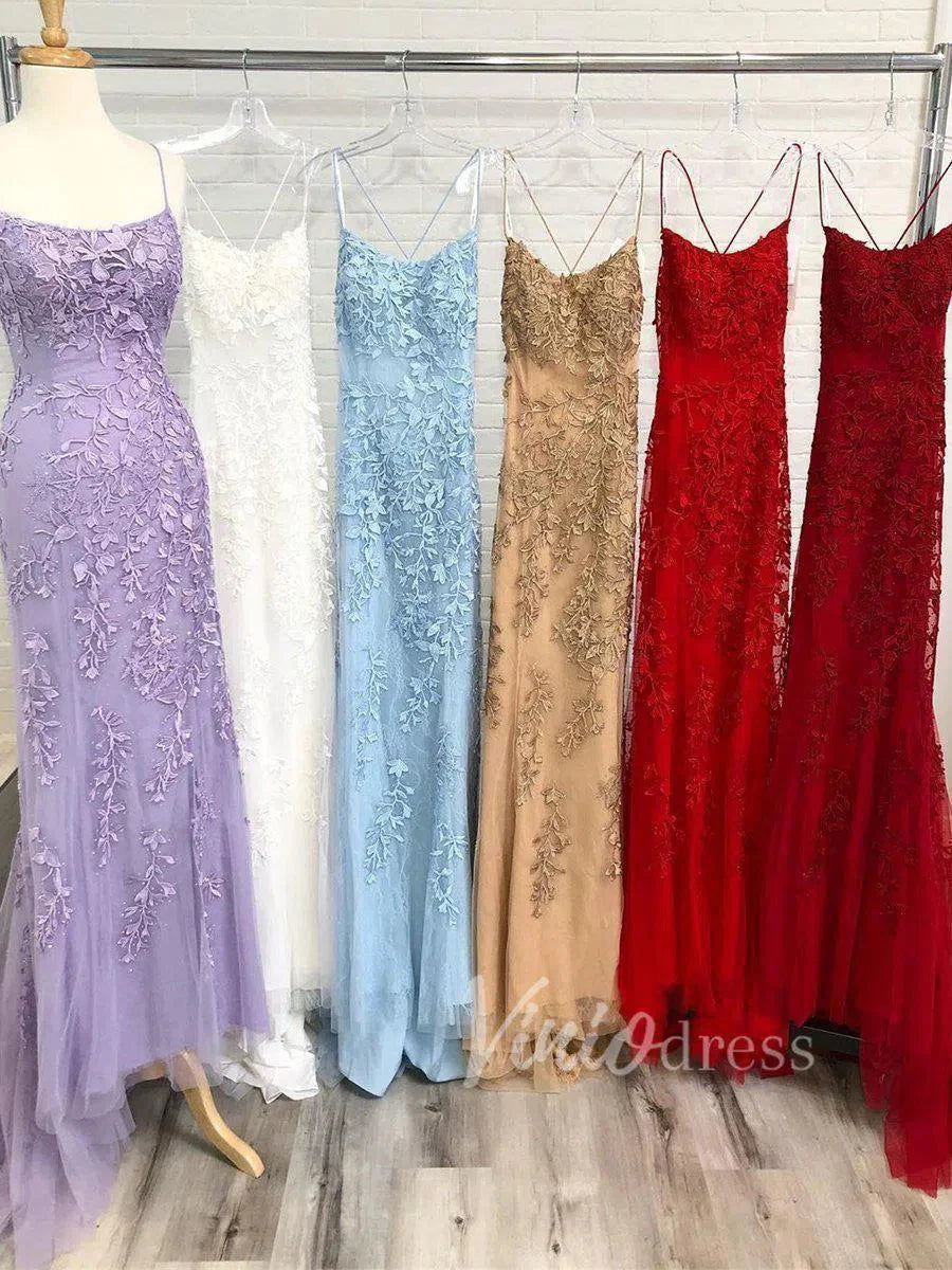 Mermaid Lace Long Prom Dresses Spaghetti Strap FD1250