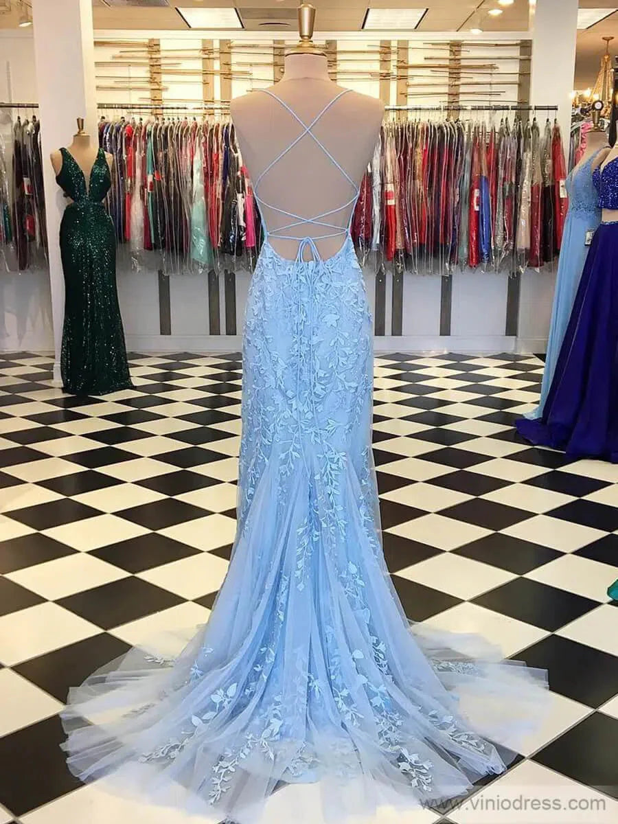 Mermaid Lace Long Prom Dresses Spaghetti Strap FD1250