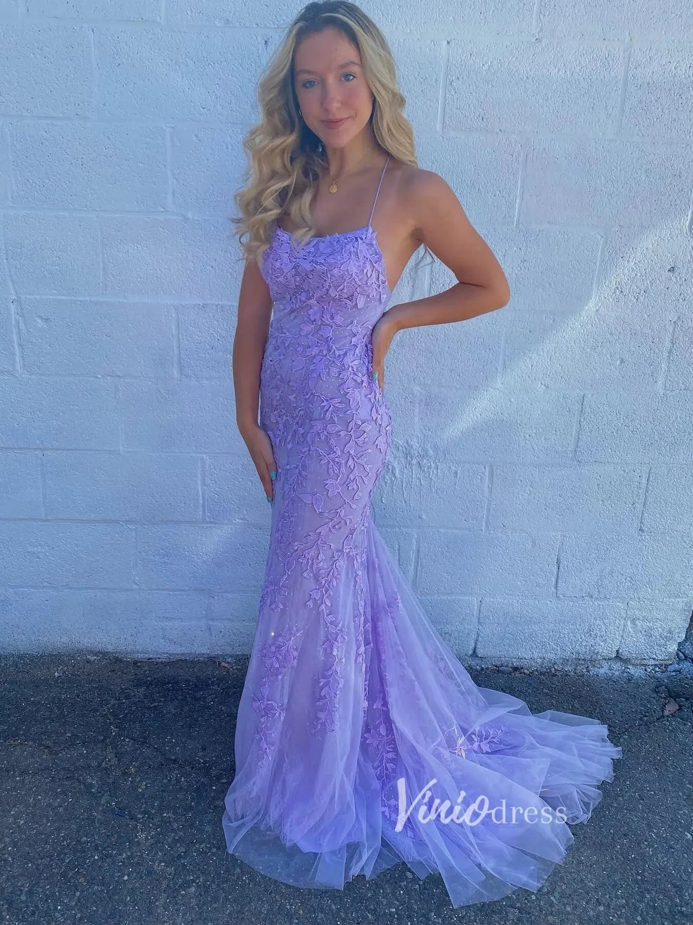 Mermaid Lace Long Prom Dresses Spaghetti Strap FD1250